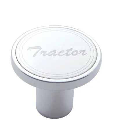 UP23364-Aluminum Screw-On Air Valve Knob With Stainless Tractor Plaque - Chrome
