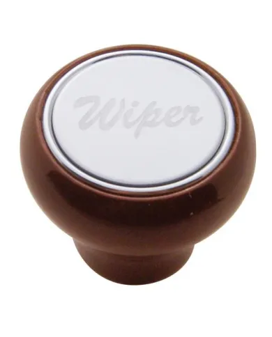 UP23378-Wood Deluxe Dash Knob With "Wiper" Stainless Plaque