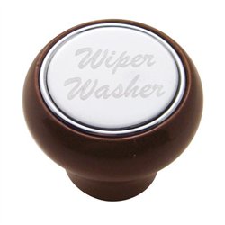 UP23381-"Wiper/Washer" Wood Deluxe Dash Knob - Stainless Plaque