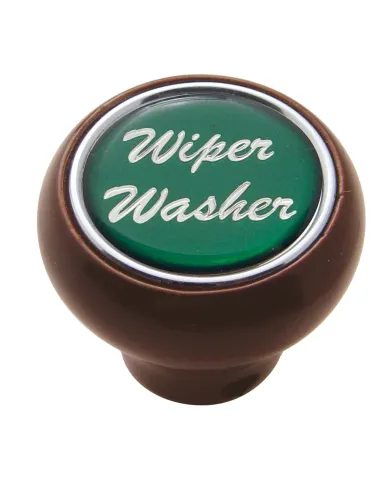 UP23562-"Wiper/Washer" Wood Deluxe Dash Knob - Green Glossy Sticker