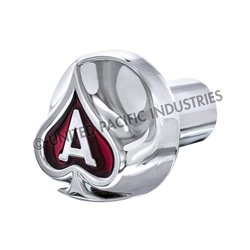 UP23699-Ace Of Spades Air Valve Knob - Chrome With Red Inlay