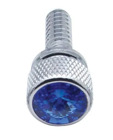 UP23802-1/4"-20 Knurled Head Dash Screw For Peterbilt - Blue Crystal (14-Pack)
