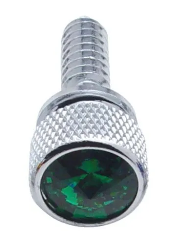 UP23803-1/4"-20 Knurled Head Dash Screw For Peterbilt - Green Crystal (14-Pack)