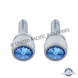 UP23809P-3/4" Short M6 Dash Screw With Crystal For Kenworth - Blue Crystal (2-Pack)