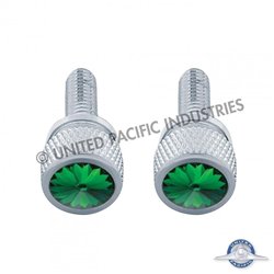 UP23810P-3/4" Short M6 Dash Screw With Crystal For Kenworth - Green Crystal (2-Pack)