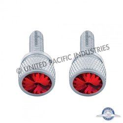 UP23812P-3/4" Short M6 Dash Screw With Crystal For Kenworth - Red Crystal (2-Pack)