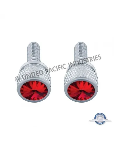 UP23812P-3/4" Short M6 Dash Screw With Crystal For Kenworth - Red Crystal (2-Pack)