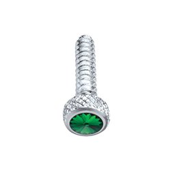 UP23841-Chrome Short Dash Screw For Freightliner With Green Crystal (2-Pack)
