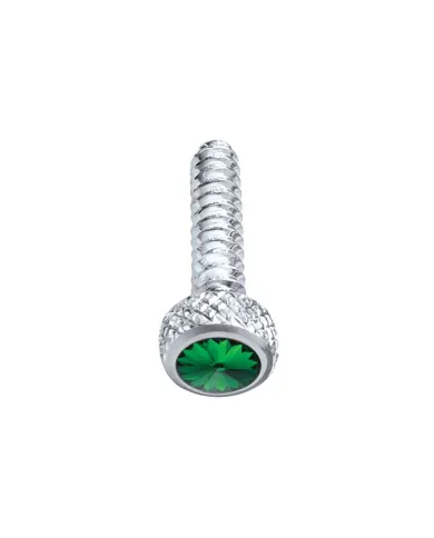 UP23841-Chrome Short Dash Screw For Freightliner With Green Crystal (2-Pack)