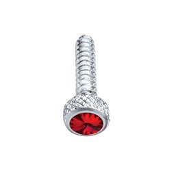 UP23843B-Chrome Short Dash Screw For Freightliner With Red Crystal (Bulk)