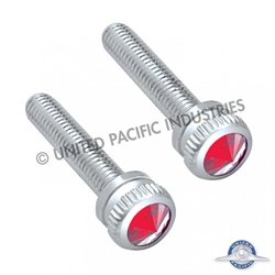 UP23870-M5-0.8 Dash Screw With Color Crystal For Kenworth - Red Crystal (6-Pack)