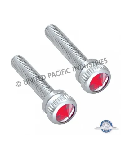 UP23870-M5-0.8 Dash Screw With Color Crystal For Kenworth - Red Crystal (6-Pack)