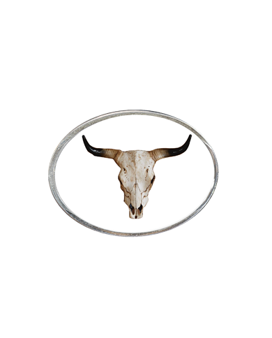 DLPCK-BO-BH-108-Oval Belt Buckle Bullhorn Logo 108 White DLPCK-BO-BH-108-Oval Belt Buckle Bullhorn Logo 108 White