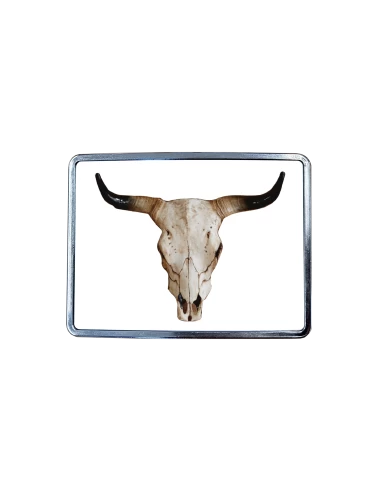 DLPCK-BR-BH-108-Rectangular Belt Buckle Bullhorn Logo White 108 DLPCK-BR-BH-108-Rectangular Belt Buckle Bullhorn Logo White 108