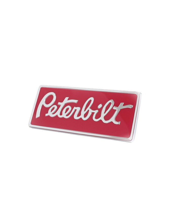 DLPCK-EEMPR-6340-Peterbilt Rectangular Engraved Emblem Red/Chrome 440