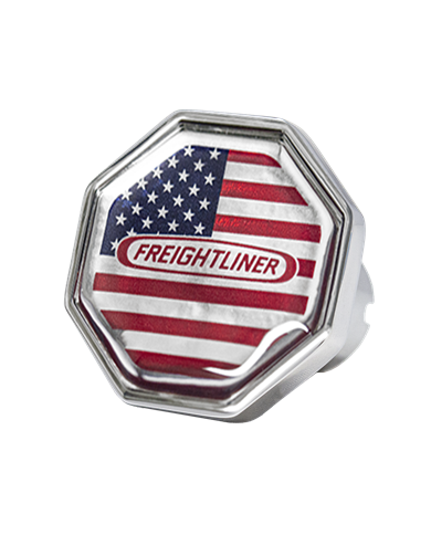 DLPCK-FL1-O-USA-Freightliner Logo Octagon Knob US Flag Red/Chrome DLPCK-FL1-O-USA-Freightliner Logo Octagon Knob US Flag Red/Chrome