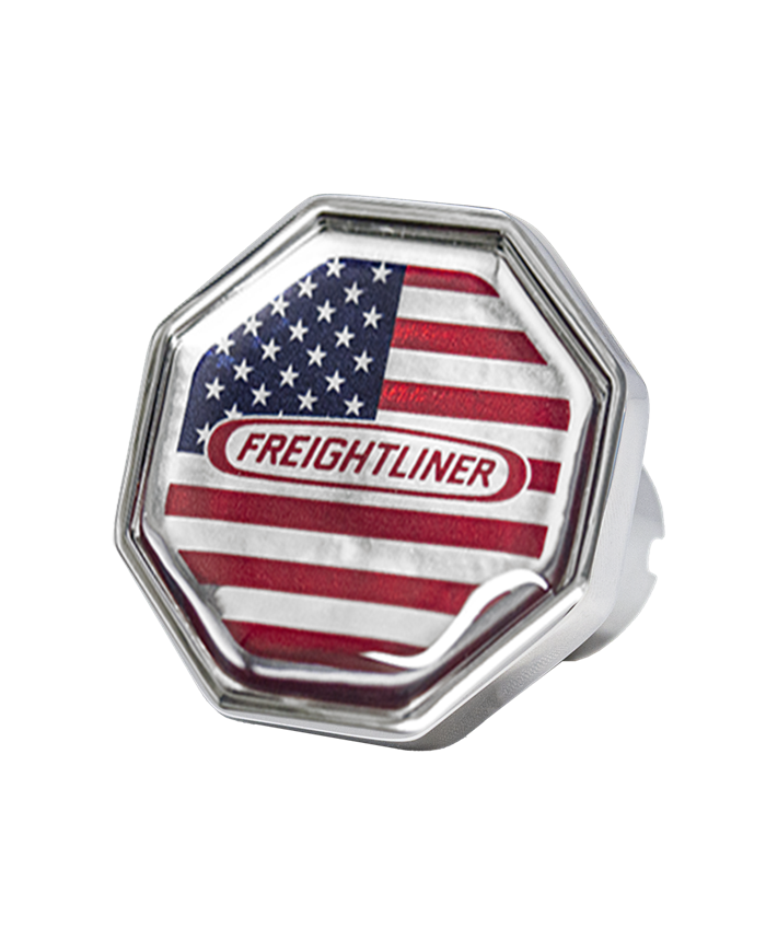DLPCK-FL1-O-USA-Freightliner Logo Octagon Knob US Flag Red/Chrome