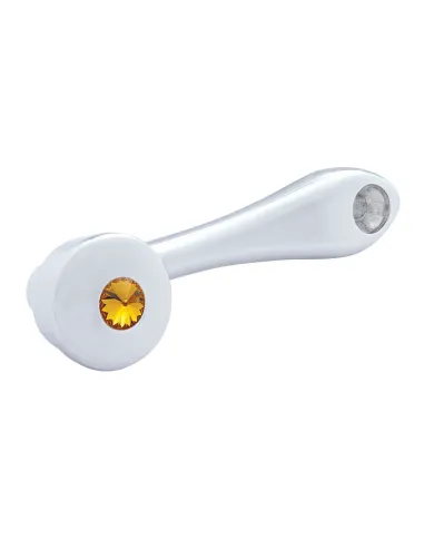 UP24015-Chrome Die-Cast Window Crank With 16-Spline 7/16  OD Adapter - Amber Crystal