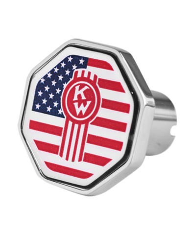 DLPCK-KWO-O-USA-Kenworth Old Logo Octagon Knob US Flag Red/Chrome DLPCK-KWO-O-USA-Kenworth Old Logo Octagon Knob US Flag Red/Chrome
