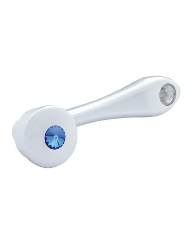 UP24016-Chrome Die-Cast Window Crank With 16-Spline 7/16  OD Adapter - Blue Crystal