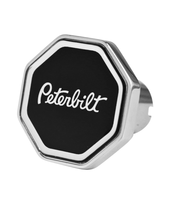 DLPCK-PB-O-6090-Peterbilt Logo Octagon Knob Black/Chrome 190 DLPCK-PB-O-6090-Peterbilt Logo Octagon Knob Black/Chrome 190