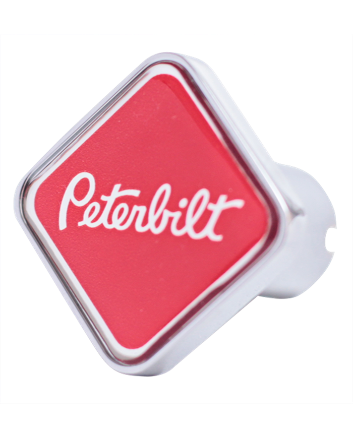 DLPCK-PB-S-6340-Peterbilt Logo Square Knob Red/Chrome (440)