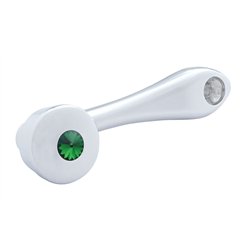 UP24018-Chrome Die-Cast Window Crank With 16-Spline 7/16  OD Adapter - Green Crystal