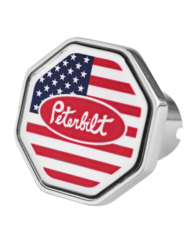 DLPCK-PB1-O-USA-Peterbilt Logo Octagon Knob US Flag Red/Chrome DLPCK-PB1-O-USA-Peterbilt Logo Octagon Knob US Flag Red/Chrome