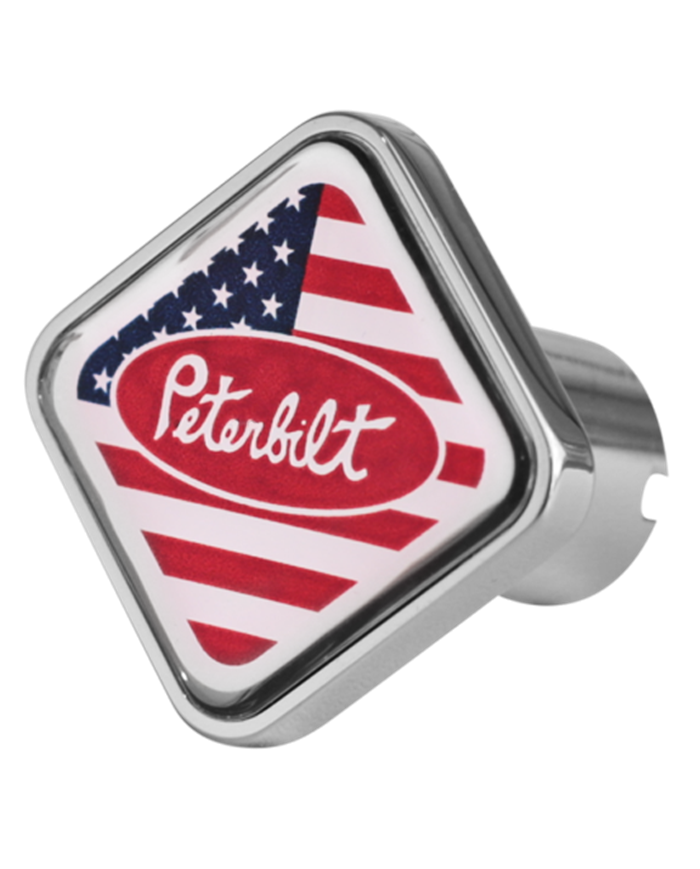 DLPCK-PB1-S-USA-Peterbilt Logo Square Knob US Flag Red/Chrome
