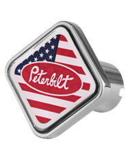 DLPCK-PB1-S-USA-Peterbilt Logo Square Knob US Flag Red/Chrome