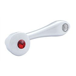 UP24020-Chrome Die-Cast Window Crank With 16-Spline 7/16  OD Adapter - Red Crystal