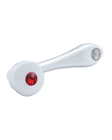 UP24020-Chrome Die-Cast Window Crank With 16-Spline 7/16  OD Adapter - Red Crystal
