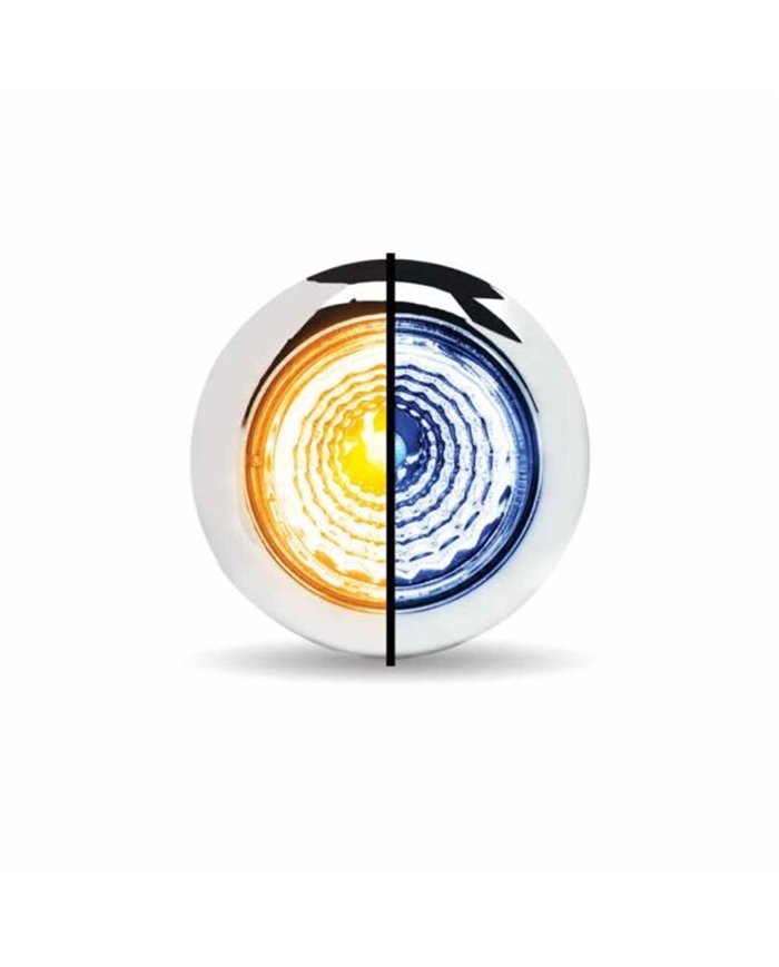 TXTLED-BX1AB-Mini Button Dual Revolution Amber/Blue LED with Reflector & Silicone Locking Ring (1 Diode)