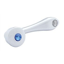UP24023-Chrome Die-Cast Window Crank With 3/8  Square Adapter - Blue Crystal