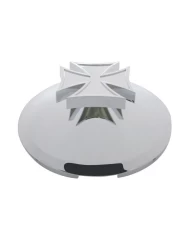 (BULK) CHROME 1" LIP 4 EVEN NOTCH FRONT HUB CAP W/ IRON CROSS SPINNER (BULK) CHROME 1" LIP 4 EVEN NOTCH FRONT HUB CAP W/ IRON CROSS SPINNER