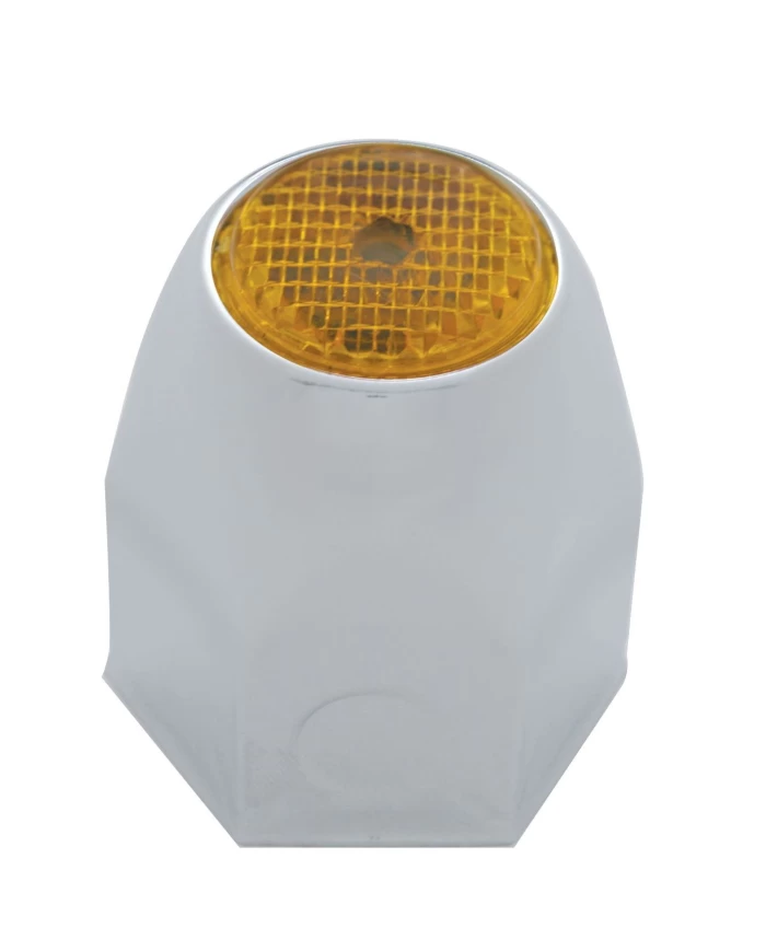 (BULK) CHROME STEEL 1 1/2" x 1 13/16" NUT COVER W/ REFLECTOR - AMBER (BULK) CHROME STEEL 1 1/2" x 1 13/16" NUT COVER W/ REFLECTOR - AMBER