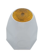 (BULK) CHROME STEEL 1 1/2" x 1 13/16" NUT COVER W/ REFLECTOR - AMBER (BULK) CHROME STEEL 1 1/2" x 1 13/16" NUT COVER W/ REFLECTOR - AMBER