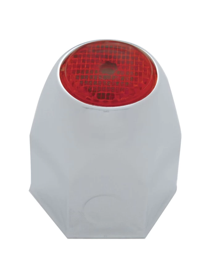 (BULK) CHROME STEEL 1 1/2" x 1 5/8" NUT COVER W/ REFLECTOR - RED (BULK) CHROME STEEL 1 1/2" x 1 5/8" NUT COVER W/ REFLECTOR - RED