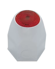 (BULK) CHROME STEEL 1 1/2" x 1 5/8" NUT COVER W/ REFLECTOR - RED (BULK) CHROME STEEL 1 1/2" x 1 5/8" NUT COVER W/ REFLECTOR - RED