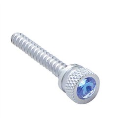 UP24052-Chrome Long Dash Screw With Blue Crystal For Freightliner (2-Pack)