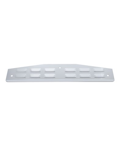 (BULK) CHROME 3"L x 18"W LOUVERED BOTTOM MUD FLAP PLATE W/ LIP - BOLT THRU STUDS (BULK) CHROME 3"L x 18"W LOUVERED BOTTOM MUD FLAP PLATE W/ LIP - BOLT THRU STUDS