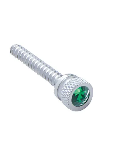 UP24054-Chrome Long Dash Screw With Green Crystal For Freightliner (2-Pack)