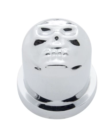(10/PACK) CHROME PLASTIC 9/16" x 1 1/4" SKULL NUT COVER (10/PACK) CHROME PLASTIC 9/16" x 1 1/4" SKULL NUT COVER