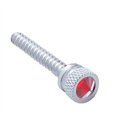 UP24056-Chrome Long Dash Screw With Red Crystal For Freightliner (2-Pack)