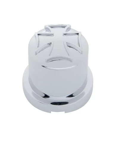 (BULK) CHROME PLASTIC 11/16" x 1 1/4" IRON CROSS NUT COVER (BULK) CHROME PLASTIC 11/16" x 1 1/4" IRON CROSS NUT COVER