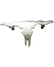 (BULK) CHROME 3 1/4" x 6 5/8" SMALL HORN SKULL CUTOUT - DOUBLE SIDED TAPE
