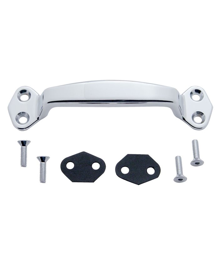 (CARD) CHROME GRAB HANDLE W/ HARDWARE & 2 RUBBER GASKETS KIT
