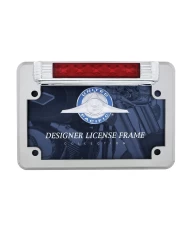 (CARD) MOTORCYCLE CHROME LICENSE PLATE FRAME WITH LED THIRD BRAKE LIGHT AND LED LICENSE LIGHT (CARD) MOTORCYCLE CHROME LICENSE PLATE FRAME WITH LED THIRD BRAKE LIGHT AND LED LICENSE LIGHT