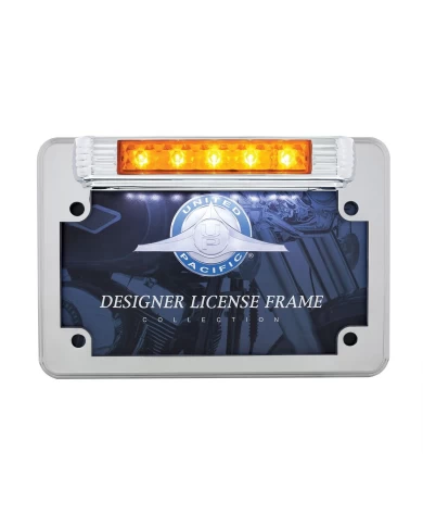 (CARD) MOTORCYCLE CHROME LICENSE PLATE FRAME WITH LED AUXILIARY LIGHT AND LED LICENSE LIGHT (CARD) MOTORCYCLE CHROME LICENSE PLATE FRAME WITH LED AUXILIARY LIGHT AND LED LICENSE LIGHT