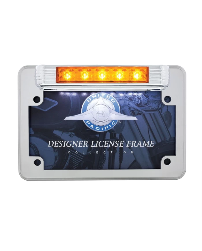 (CARD) MOTORCYCLE CHROME LICENSE PLATE FRAME WITH LED AUXILIARY LIGHT AND LED LICENSE LIGHT (CARD) MOTORCYCLE CHROME LICENSE PLATE FRAME WITH LED AUXILIARY LIGHT AND LED LICENSE LIGHT